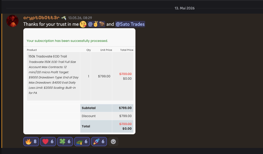 crypt0b0tt3r — 150k Tradovate EOD Trail · May 13, 2026