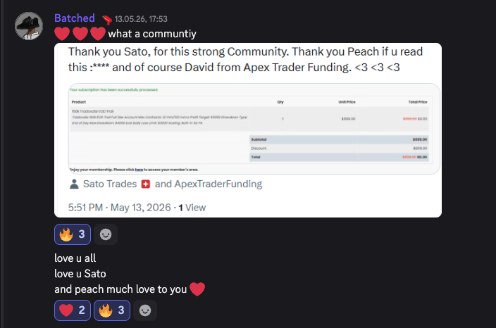 Batched — Apex Trader Funding subscription processed · May 13, 2026